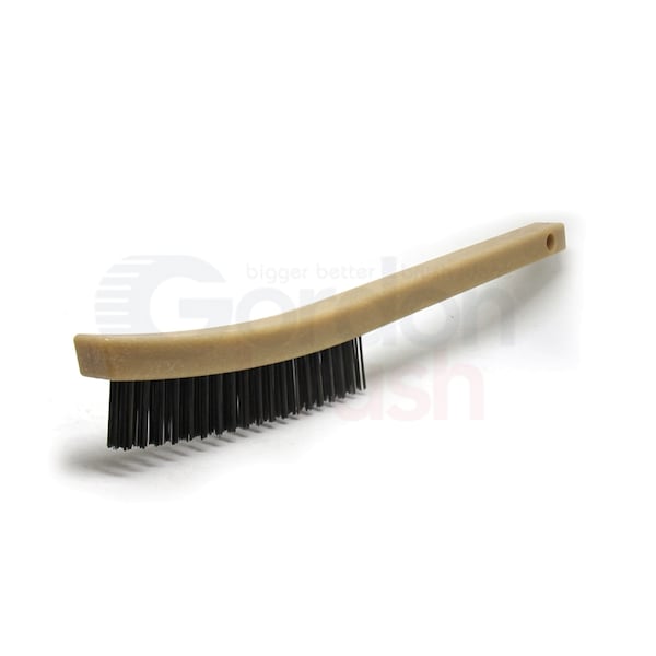 3x19 Row 0.013 CS Wire, 13-3/4 Curved Plastic Handle Scratch Brush, PK12